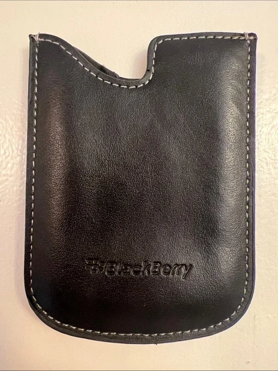 Black Leather Phone Sleeve - Black
