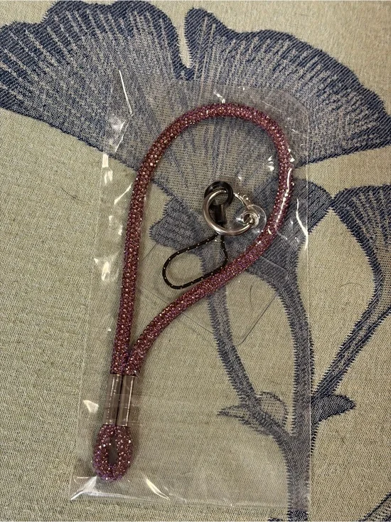 Purple Rhinestone Wrist Lanyard Phone Charm Keychain with Phone Tether Tab