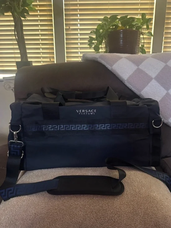 NWT Versace Parfums Men's Navy/Black Weekender Duffel Bag/Convertible Backpack
