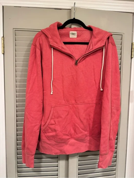 Vintage J. Crew Coral Half-Zip Hoodie Sweater