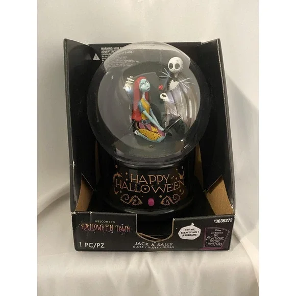 Disney Jack‎ Skellington & Sally Gemmy Halloween Light-Up Globe Plays Theme Song