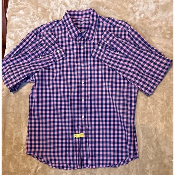 J Crew‎ Mens Light Weight Plaid Button Down Shirt EUC  X Large Pink Navy