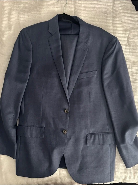 J.Crew Ludlow Blue Wool Two Piece Suit Jacket 40R + Pants