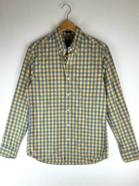 J Crew Flex Washed Long Sleeve Button Down Shirt Plaid Slim Fit NWT