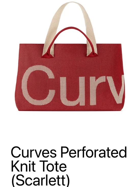 Perforated Knit Tote in Scarlett Red with Cream Handles