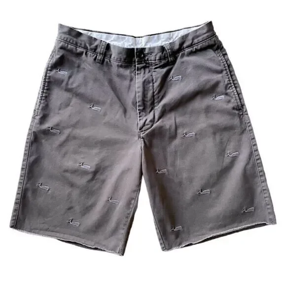 J Crew Dark Gray Distressed Signature Whale Embroidered Shorts Men’s Size 31 W
