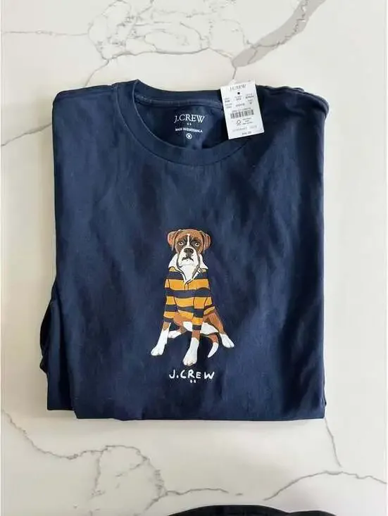 J Crew Men's Boxer Dog Shirt Size Med