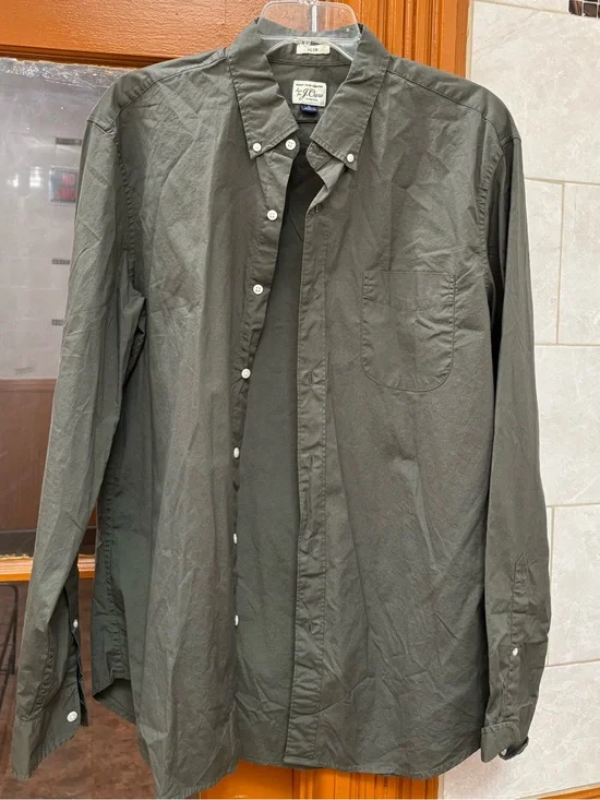J. Crew Olive Green Button-Down Dress Shirt