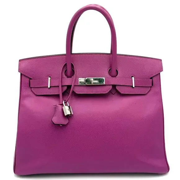 Birkin 35 Cyclamen Courcheval Leather with Palladium Hardware