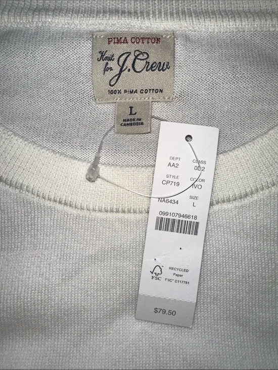J. Crew Ivory Crewneck Sweater - Men's