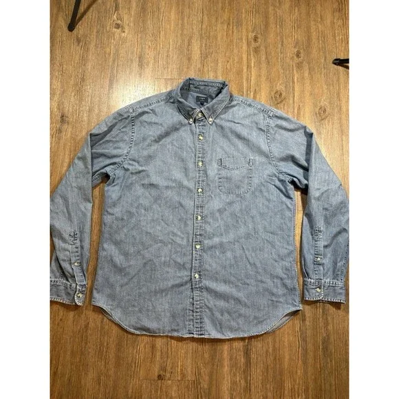J. Crew Classic Button Down Shirt Men’s Blue Chambray Long Sleeve  XL