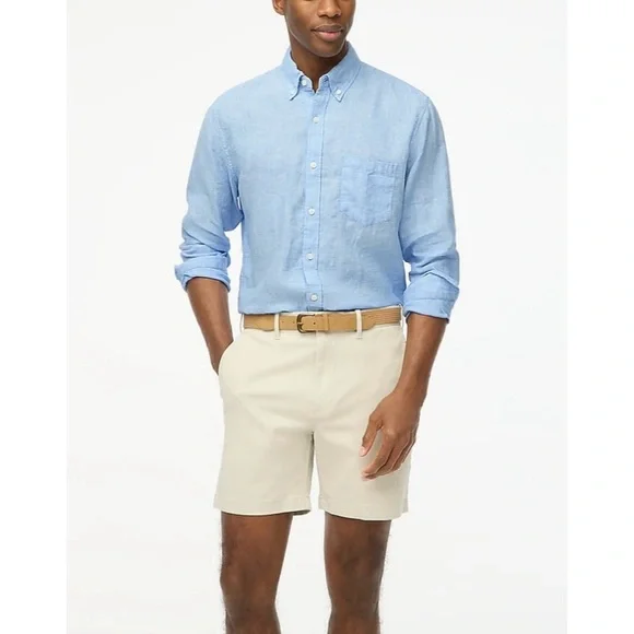 J. Crew Classic Linen-blend Shirt Light Sky White Blue