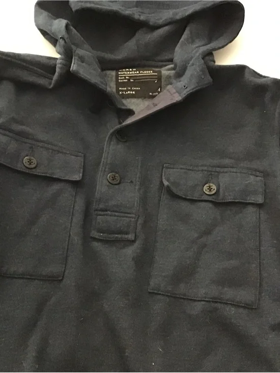 J. Crew NWT Men’s XL Blue Hooded Outerwear Fleece Pullover Shirt Jacket
