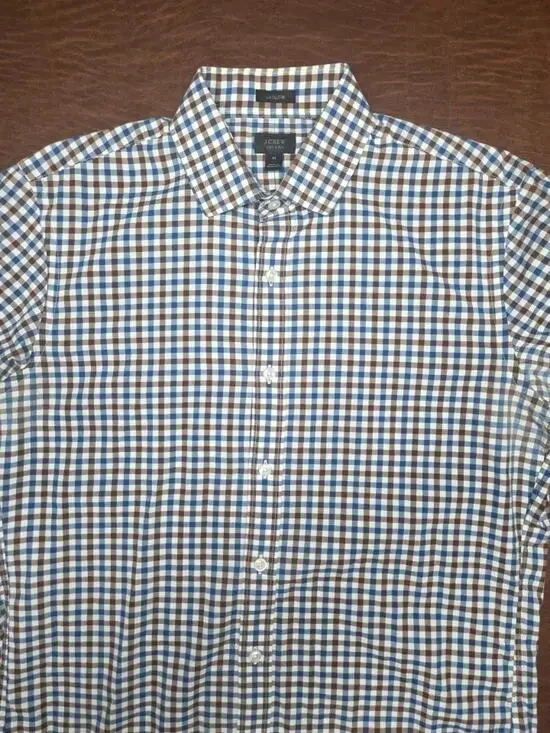 Men’s medium J.Crew Flex Washed Classic fit blue check Long sleeve button-up