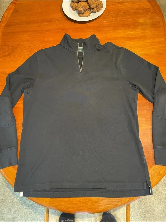 J. Crew Oarsman black rugby quarter zip pullover sweatshirt Large Tall