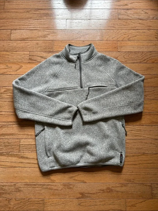 J. Crew Men's Heather Light Gray Quarter-Zip Pullover