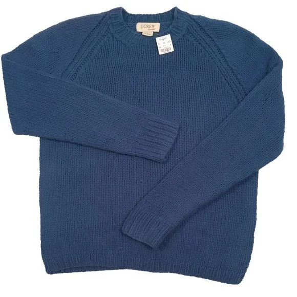 NEW Vintage J Crew Hand Knit Sweater!  Blue  Crew Neck  Heavier Weight Wool