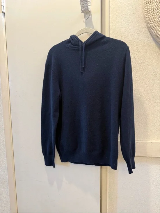 J. Crew 100% cashmere Navy Crewneck Hoodie Sweater Medium