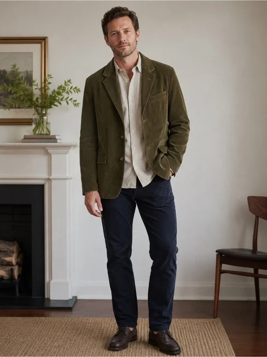 J.Crew Men’s Large Olive Green Corduroy Blazer Sport Coat
