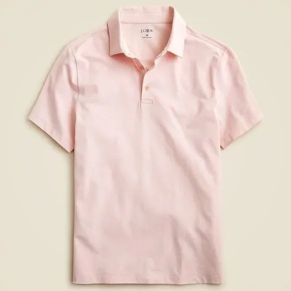 NTW J.Crew Performance Piqué Polo Shirt Light Pink Short Sleeve XL Tall