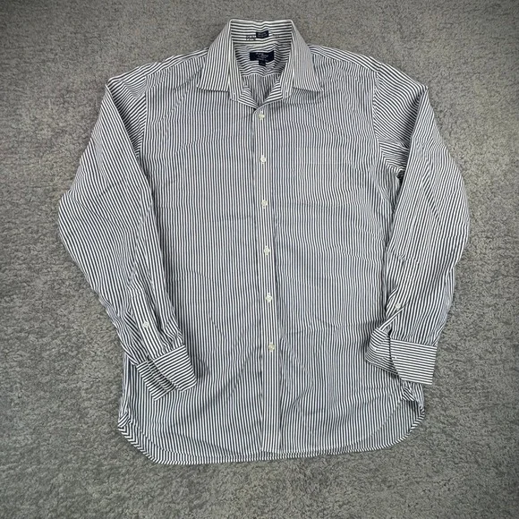 J Crew Men's Thompson Shirtings Dress Shirt 80's 2-Ply L(16-16 1/2) Navy Gingham