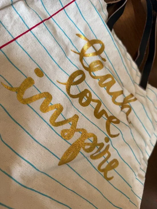 Teach Love Inspire Canvas Tote Bag Teacher Gift Back to School Book Beach Bag