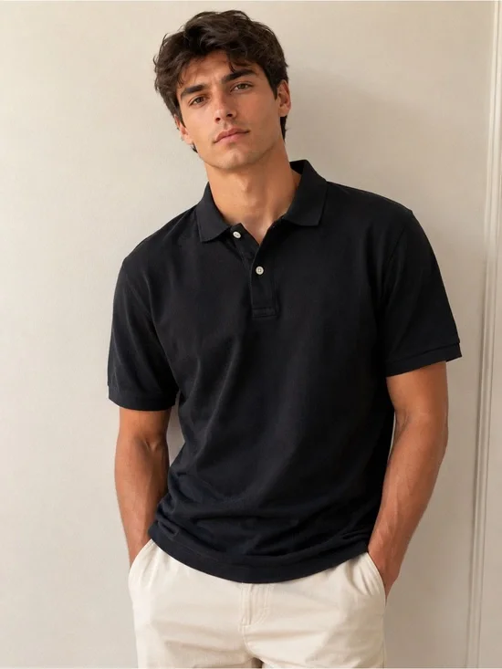 J.Crew Flex Piqué Polo Shirt Men’s Small Black Short Sleeve Classic Cotton