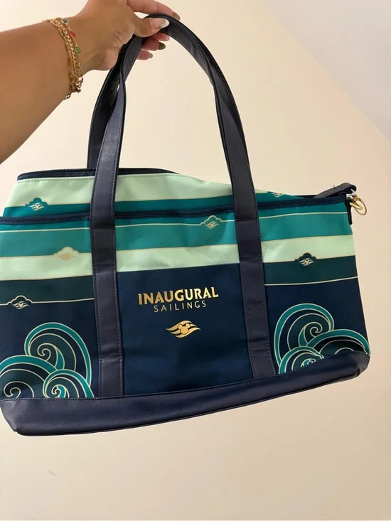 Disney Inaugural Sailings Navy Teal Striped Tote