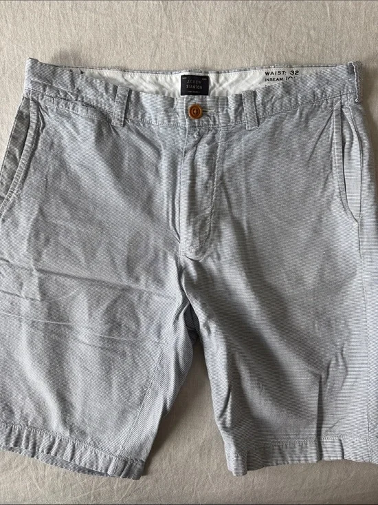 J. Crew Light Blue & White Striped Seersucker Shorts