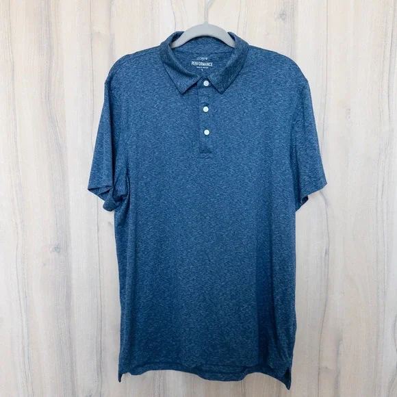 J Crew Performance Polo Shirt Mens Size‎ L Blue Short Sleeve Athletic Preppy
