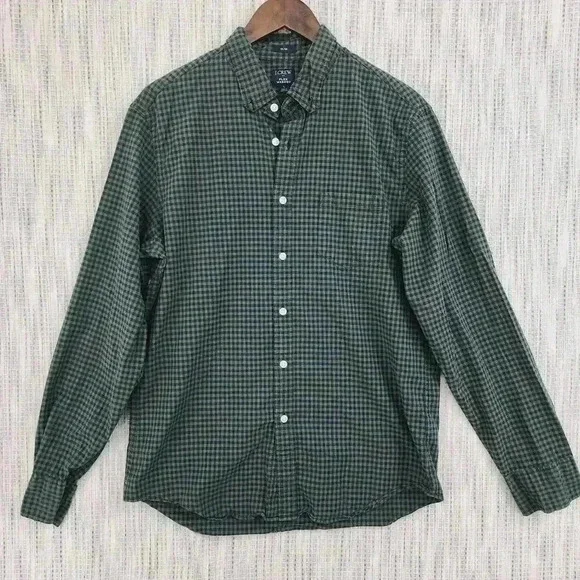 J. Crew Slim Flex Washed Men's L Button down Long sleeve  Shirt Checkered