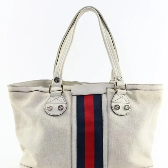 Gucci Navy Web Ivory Tote 2GK0104K