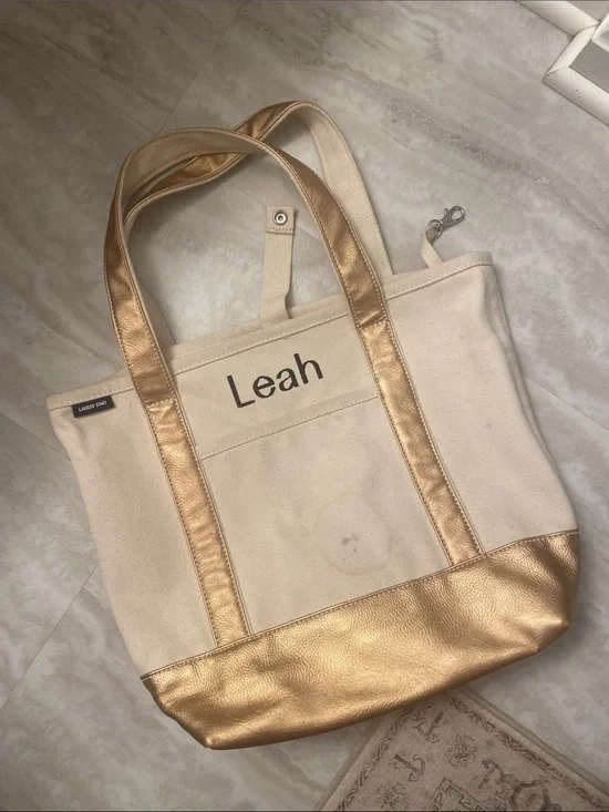 Personalized Canvas Tote with Rose Gold Trim - Leah