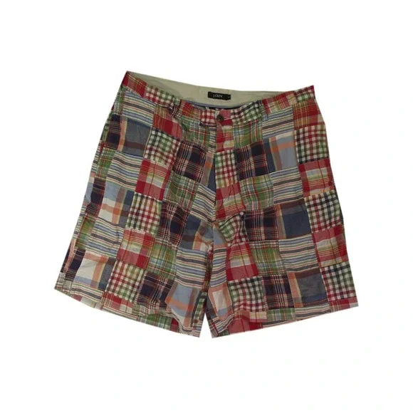 J Crew shorts Men's 38 x 9 Bermuda plaid lightweight cotton blue red