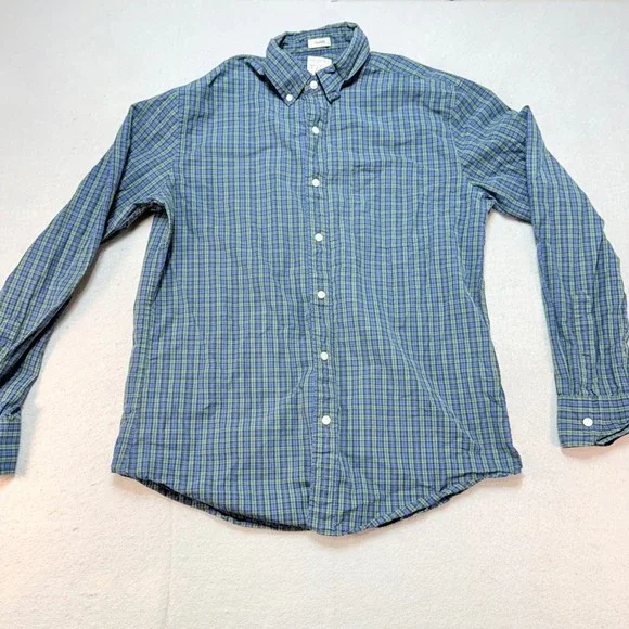 J.Crew Classic Stretch Secret Wash Organic‎ Cotton Plaid Shirt M