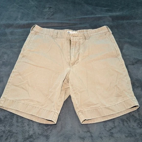 J. Crew Khaki Cotton Chino Shorts Men's Size 34 Flat‎ Front Casual Everyday Wear