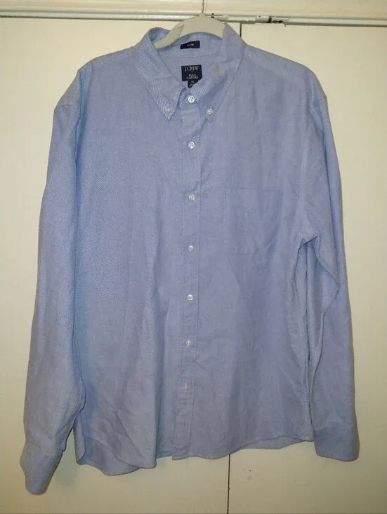 J Crew Flex Oxford Slim Blue Long Sleeve Button Down Shirt Men's sz XL.