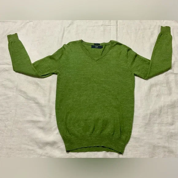 J Crew Mens Green‎ 100% Cotton Pullover Sweater Long Sleeve Crew Neck  SZ Small