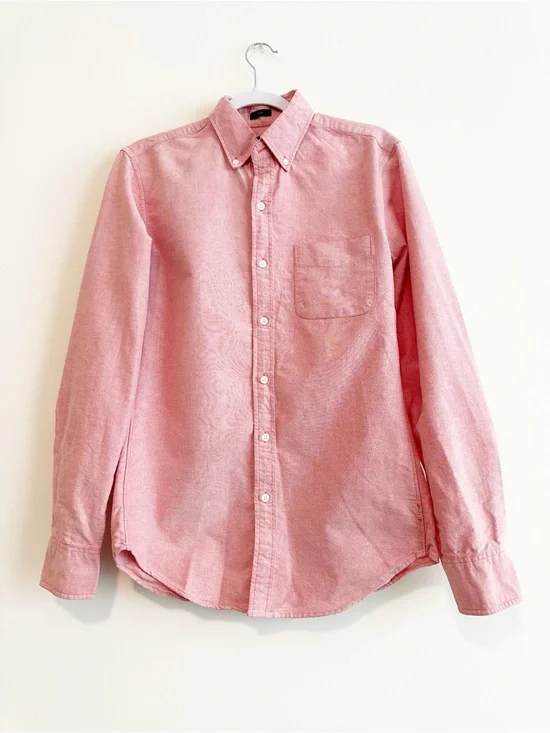 J. Crew Red Button-Down Cotton Shirt