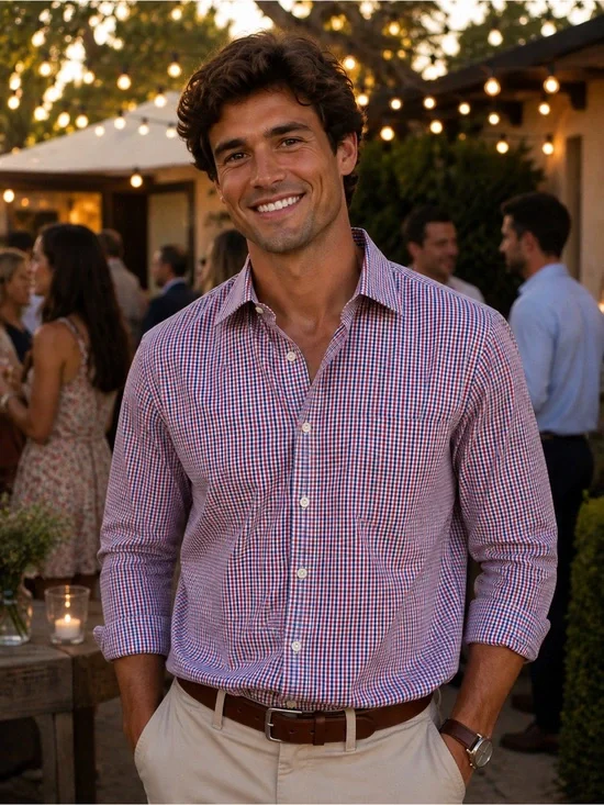 J. Crew Thompson Shirtings Red and Blue Gingham Button-Down Shirt