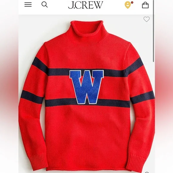 J. Crew Heritage Cotton Rollneck Letter Sweater