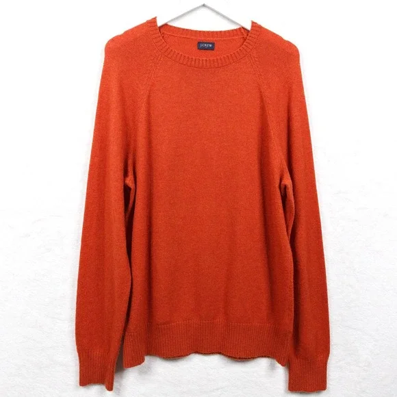 J CREW Lambswool Blend Crew Neck Sweater Pullover Burnt‎ Orange Fall Mens Sz XL