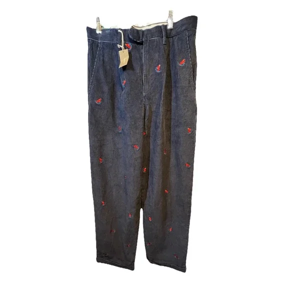 J. Crew Relaxed-fit Pleated Corduroy Trouser w Retro Skier‎ Embroidery Size 29