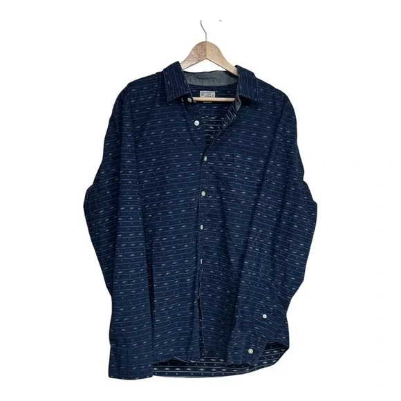 J.Crew Men's Blue Striped Casual‎ Button Down Shirt Size Large
