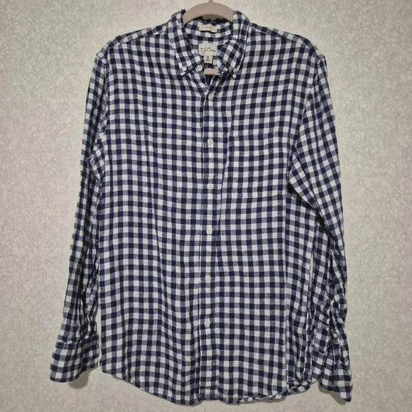 J,CREW Men's Blue Checkered Shirt...SIZE:M