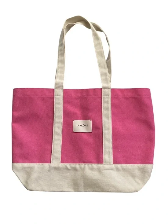 Lancome Pink Canvas Tote with Cream Accents