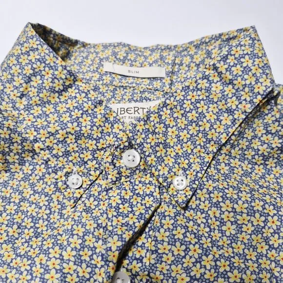 J Crew Liberty Art Fabrics Mens M Slim Short Sleeve Floral Button Shirt Poplin