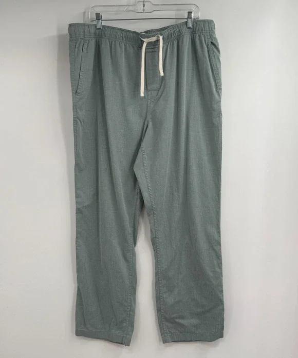 J Crew Green Pajama Pants Men's XL Blue Chevron Pockets Relaxed Fit CB511