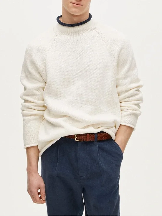 NWT J. CREW 1988 Rollneck sweater with tipping Ivory Navy Stripe Sz XL $118 CQ89