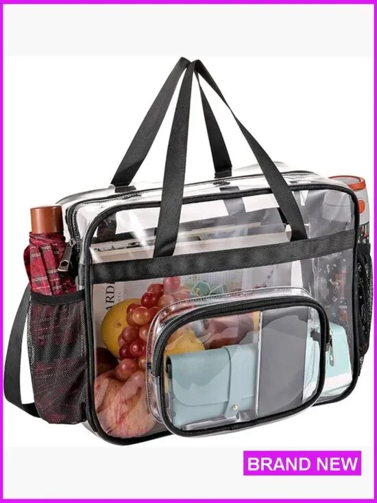 Clear Tote Bag Stadium Approved Large Transparent PVC Shoulder Strap
